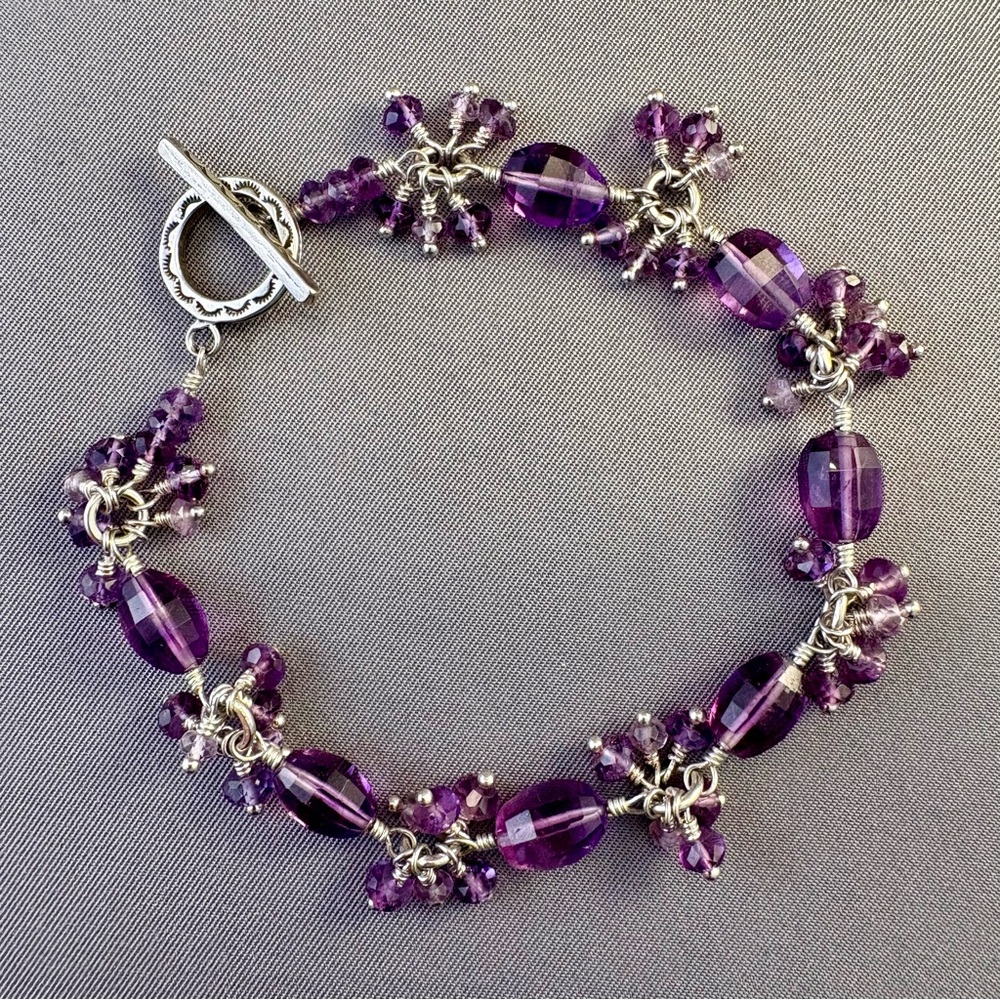 NWT Amethyst Wire‎ Wrapped Bracelet Artisan Made